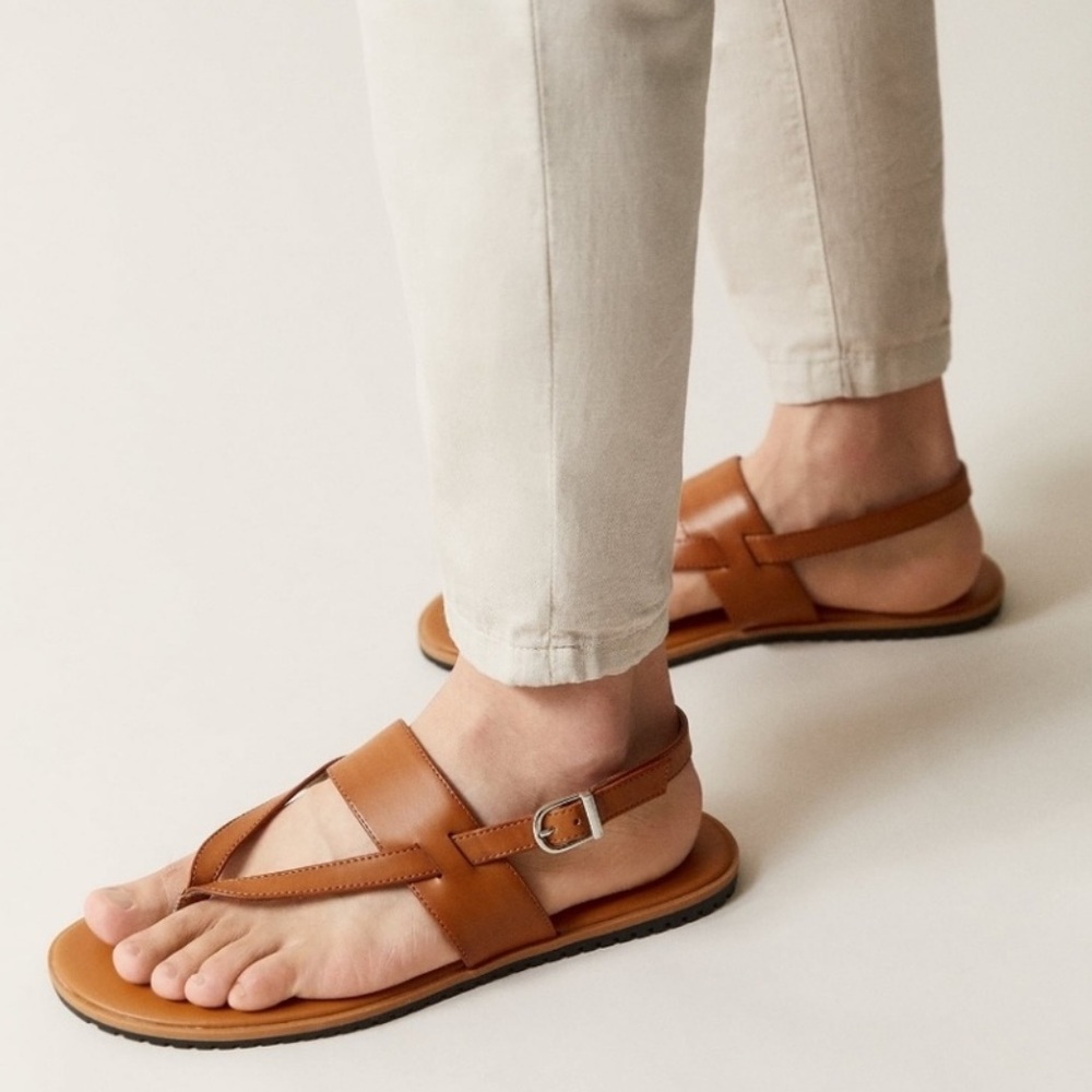 Zara Chestnut Cross Strap Sandals - Picture 2 of 12